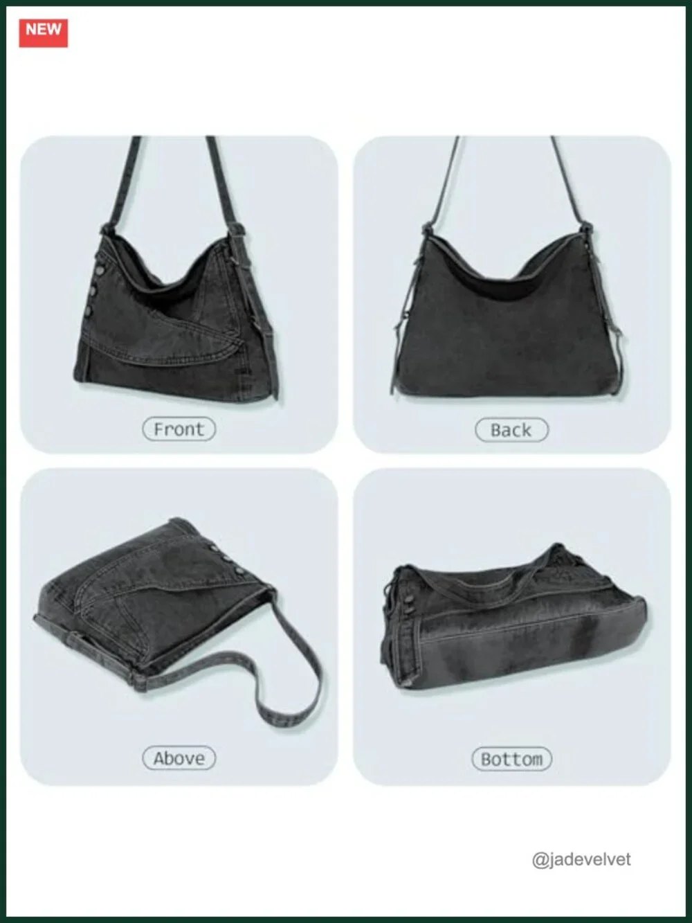 Retro Denim Hobo Handbag for Women, Adjustable Shoulder Strap, Large Tote